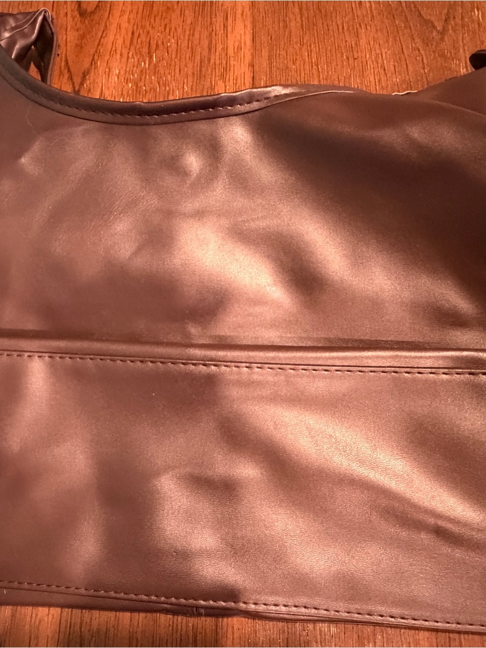 Oversized Brown Faux Leather Hobo Bag - Large Travel Capacity - Picture 5 of 6